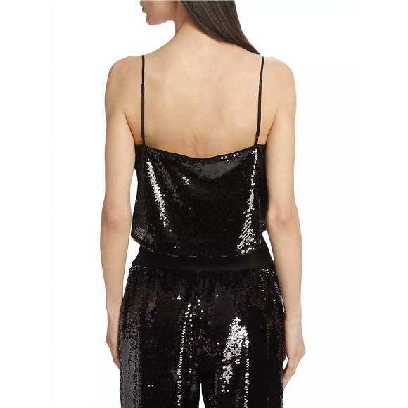 NEW CINQ A SEPT andra sequin cami top in black - Picture 3 of 6